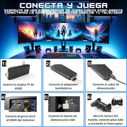 Consola de juegos inalámbrica retro Stick (con 2 mandos)