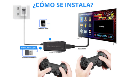 Consola de juegos inalámbrica retro Stick (con 2 mandos)