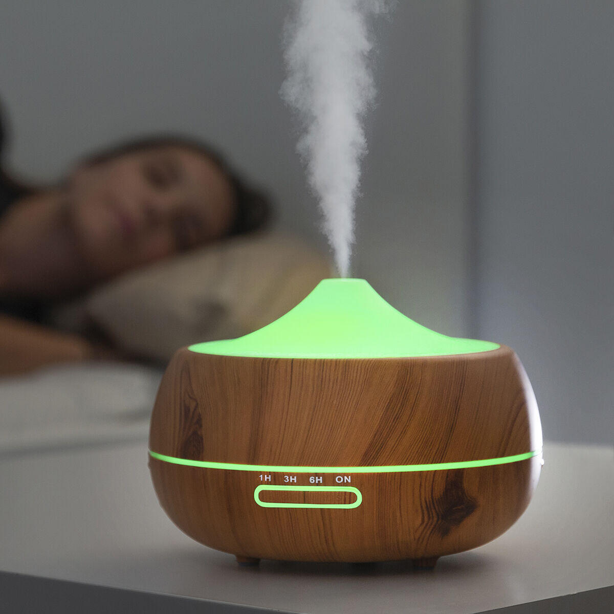 Humidificador Difusor de Aromas con LED Multicolor Wooden-Effect