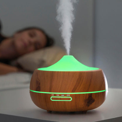 Humidificador Difusor de Aromas con LED Multicolor Wooden-Effect