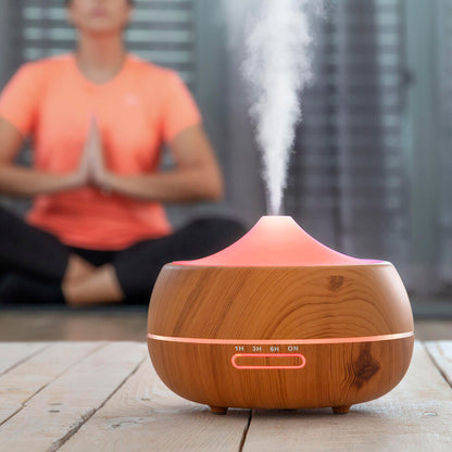 Humidificador Difusor de Aromas con LED Multicolor Wooden-Effect