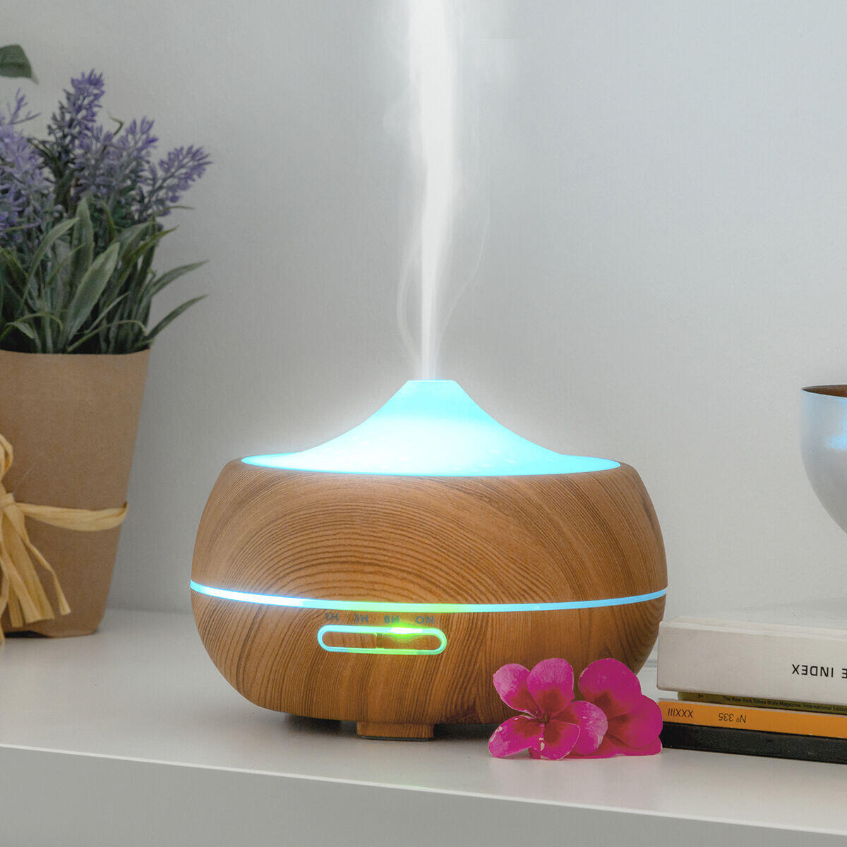 Humidificador Difusor de Aromas con LED Multicolor Wooden-Effect