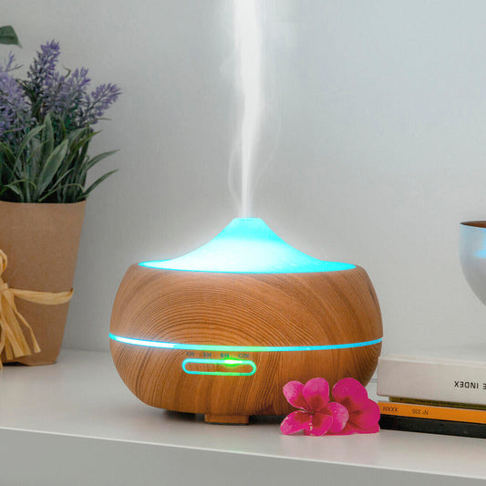 Humidificador Difusor de Aromas con LED Multicolor Wooden-Effect