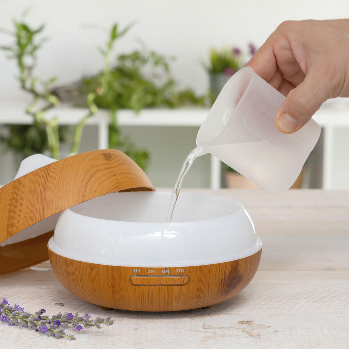 Humidificador Difusor de Aromas con LED Multicolor Wooden-Effect